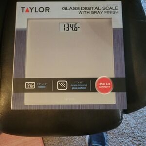 Taylor Glass Digital Bathroom Scale Gray Finish 350 lb Capacity Model 5262794